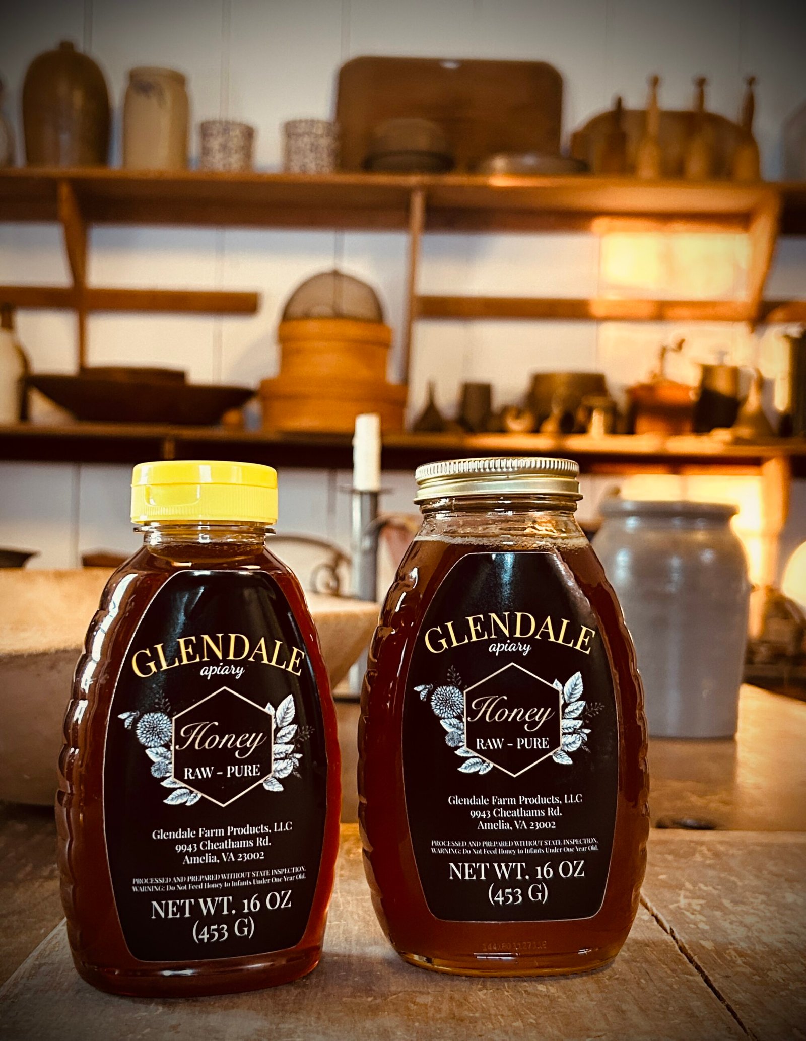 Jars of Glendale Farms honey