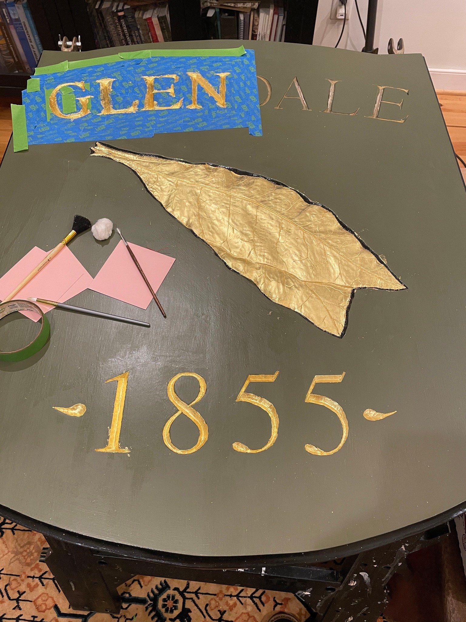 The Glendale farm sign, regilded with 23K gold leaf